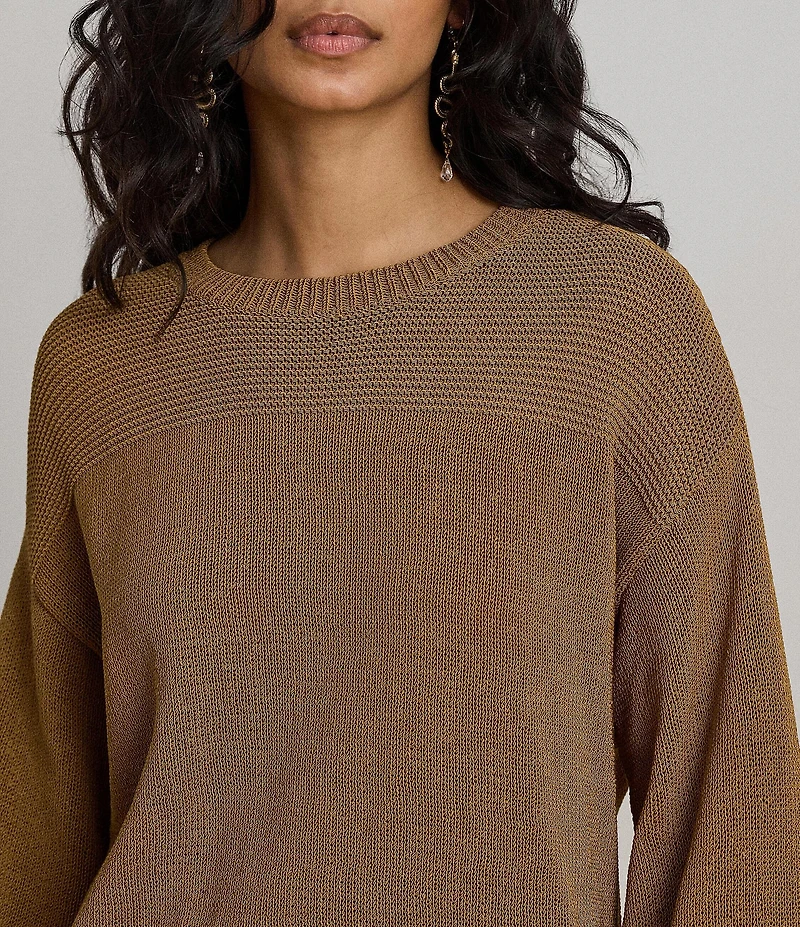 Lauren Ralph Lauren Textured Knit Crew Neck Long Sleeve Sweater Top
