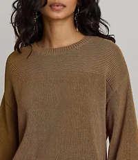 Lauren Ralph Lauren Textured Knit Crew Neck Long Sleeve Sweater Top