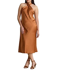 Lauren Ralph Lauren Tie Back Charmeuse Halter Neck Dress