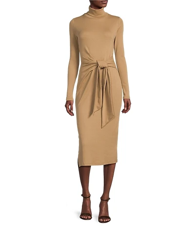 Lauren Ralph Lauren Tie-Front Long Sleeve Turtleneck Dress