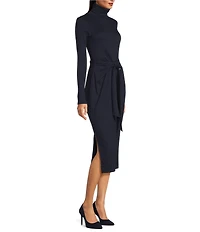 Lauren Ralph Lauren Tie-Front Long Sleeve Turtleneck Dress