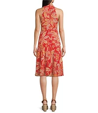 Lauren Ralph Lauren Travonne Floral Motif Crinkle Georgette Halter Neck Sleeveless A-Line Midi Dress