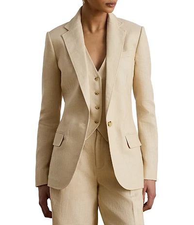 Lauren Ralph Lauren Tweed Notch Collar Long Sleeve Blazer