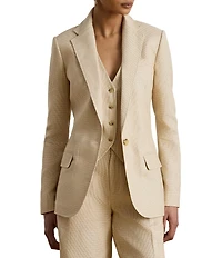 Lauren Ralph Lauren Tweed Notch Collar Long Sleeve Blazer