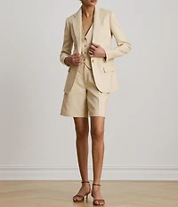 Lauren Ralph Lauren Tweed Notch Collar Long Sleeve Blazer
