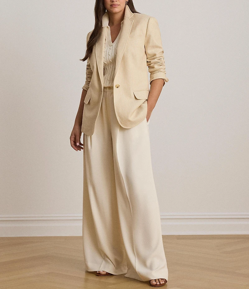 Lauren Ralph Lauren Tweed Notch Collar Long Sleeve Blazer