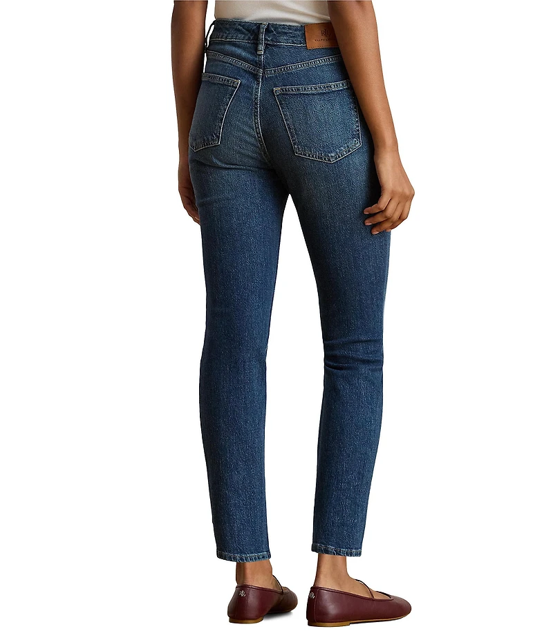 Lauren Ralph Lauren Twill Denim High Rise Straight Ankle Jeans