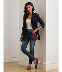 Lauren Ralph Lauren Twill Denim High Rise Straight Ankle Jeans