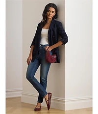 Lauren Ralph Lauren Twill Denim High Rise Straight Ankle Jeans