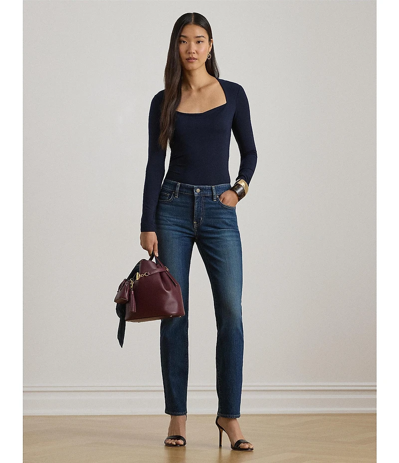 Lauren Ralph Lauren Twill Denim Mid-Rise Straight Ankle Jeans