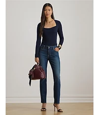 Lauren Ralph Lauren Twill Denim Mid-Rise Straight Ankle Jeans