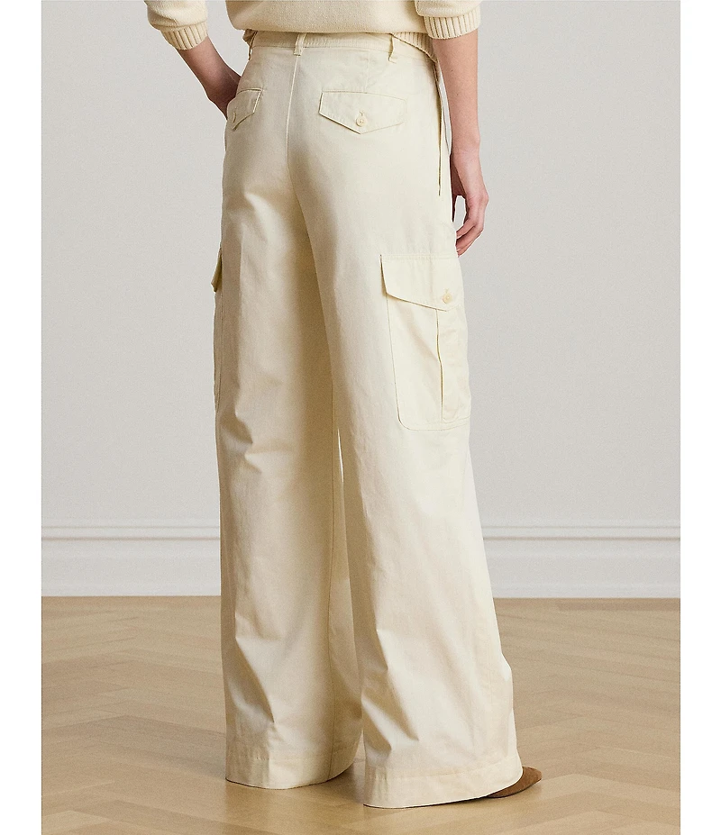 Lauren Ralph Lauren Twill Hi Rise Wide Leg Full Length Cargo Pants