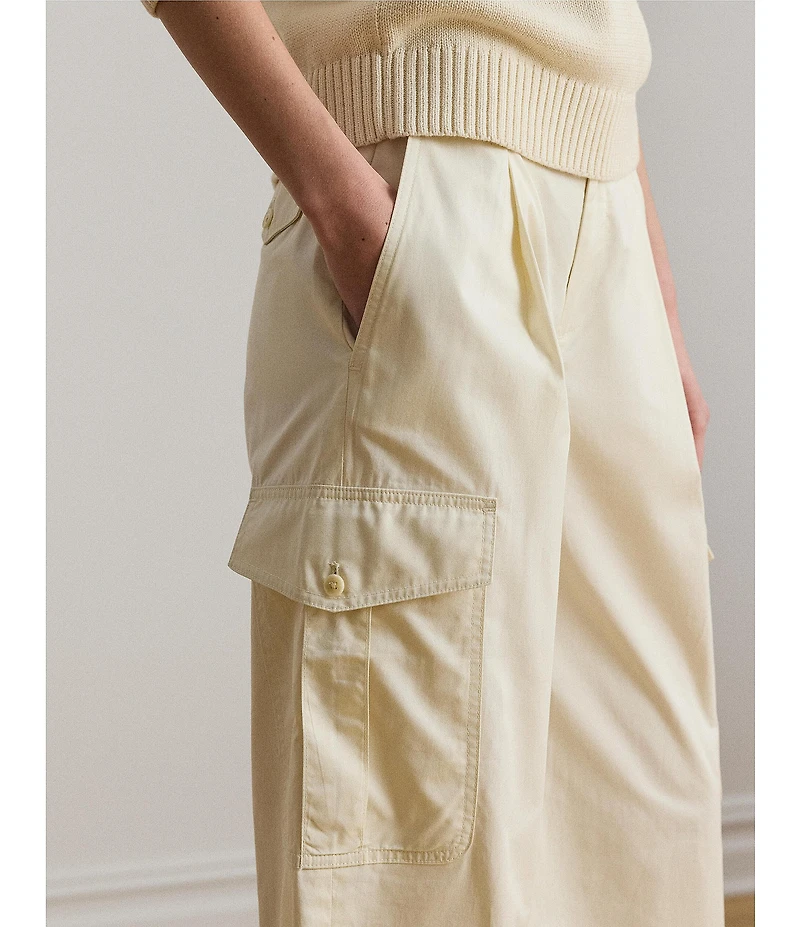Lauren Ralph Lauren Twill Hi Rise Wide Leg Full Length Cargo Pants