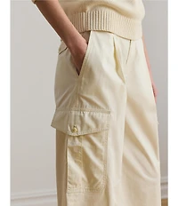 Lauren Ralph Lauren Twill Hi Rise Wide Leg Full Length Cargo Pants
