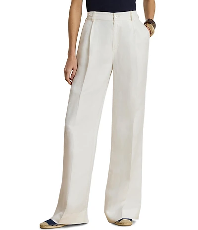 Lauren Ralph Lauren Twill High Rise Wide Leg Full Length Pants