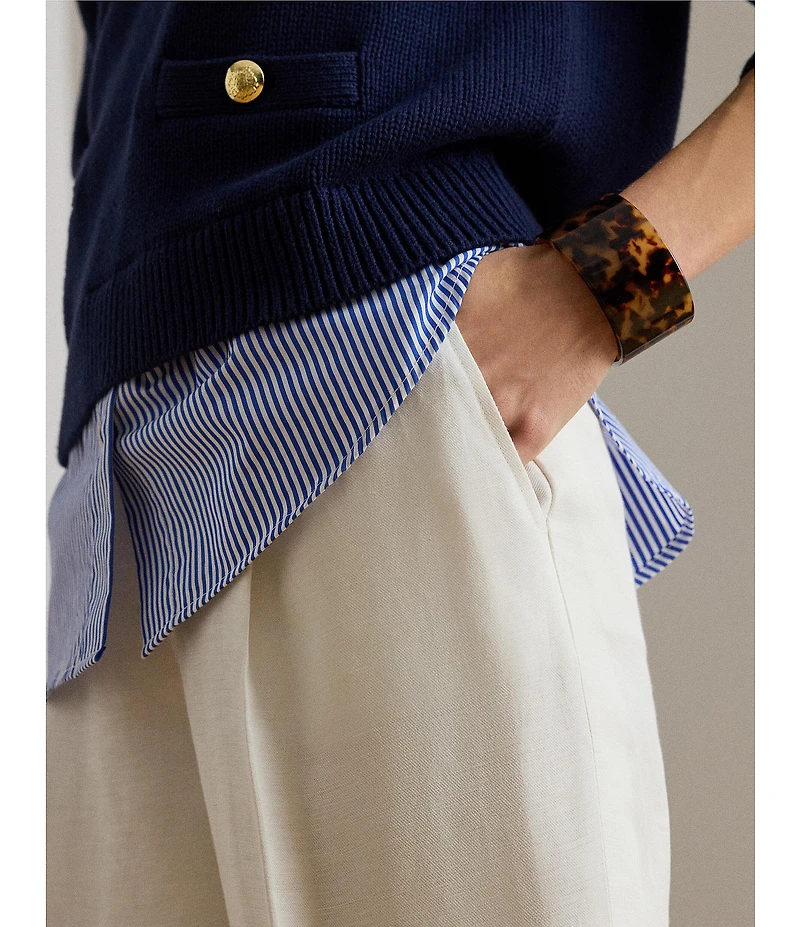 Lauren Ralph Lauren Twill High Rise Wide Leg Full Length Pants
