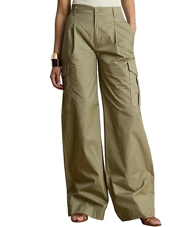 Lauren Ralph Lauren Twill High RiseWide Leg Full Length Cargo Pants