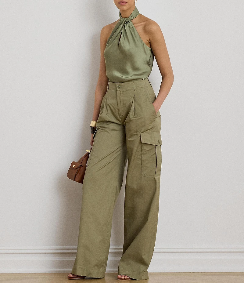Lauren Ralph Lauren Twill High RiseWide Leg Full Length Cargo Pants