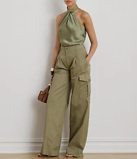 Lauren Ralph Lauren Twill High RiseWide Leg Full Length Cargo Pants