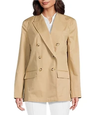 Lauren Ralph Lauren Twill Peak Lapel Long Sleeve Double Breasted Blazer