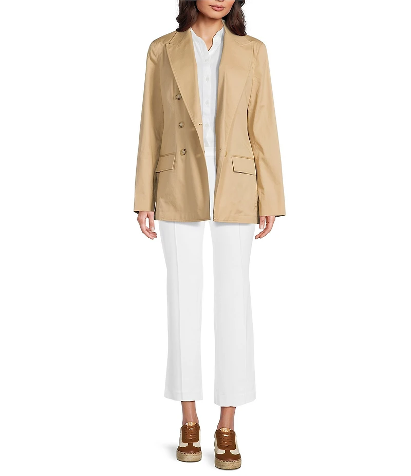 Lauren Ralph Lauren Twill Peak Lapel Long Sleeve Double Breasted Blazer