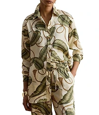 Lauren Ralph Lauren Twill Print Point Collar Long Sleeve Shirt