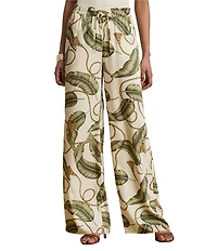Lauren Ralph Lauren Twill Print Wide Leg Full Length Pants