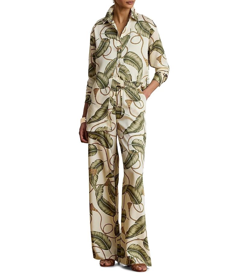 Lauren Ralph Lauren Twill Print Wide Leg Full Length Pants