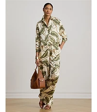 Lauren Ralph Lauren Twill Print Wide Leg Full Length Pants