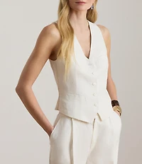 Lauren Ralph Lauren Twill V-Neck Sleeveless Coordinating Vest