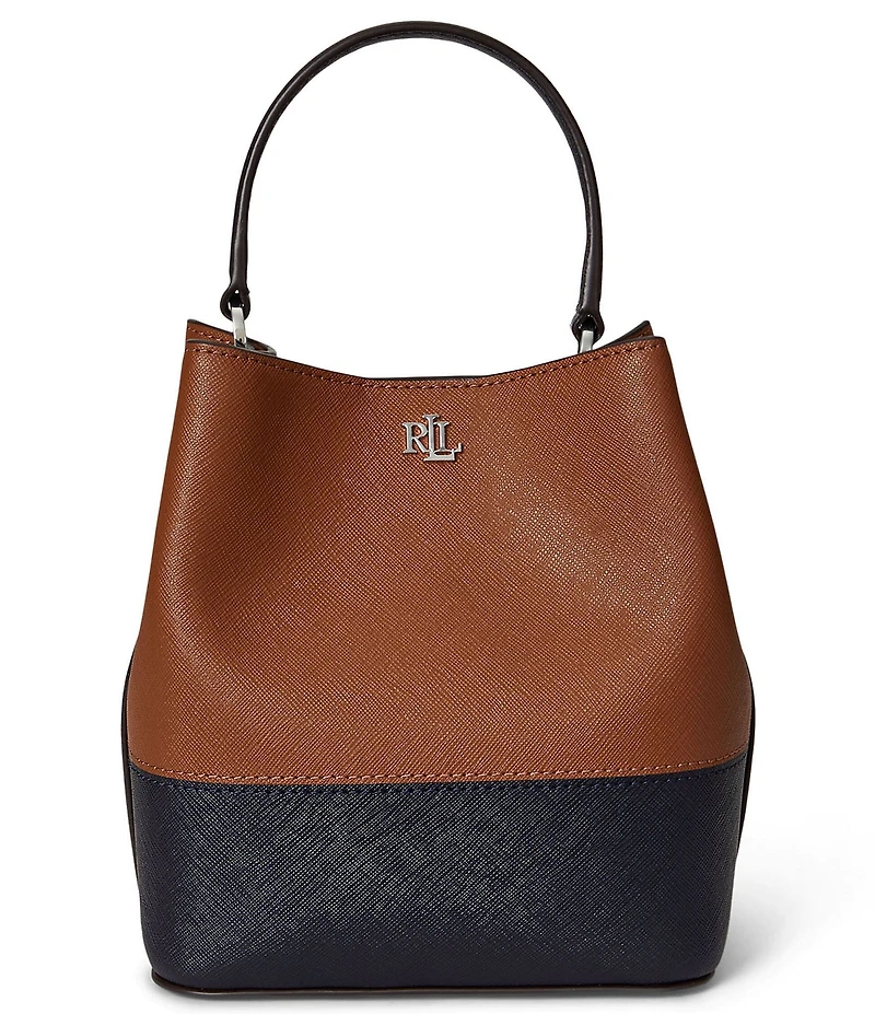 Lauren Ralph Lauren Two-Tone Leather Small Reese Bucket Bag