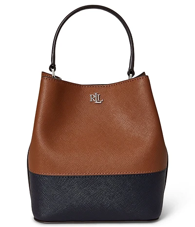 Lauren Ralph Lauren Two-Tone Leather Small Reese Bucket Bag