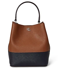Lauren Ralph Lauren Two-Tone Leather Small Reese Bucket Bag
