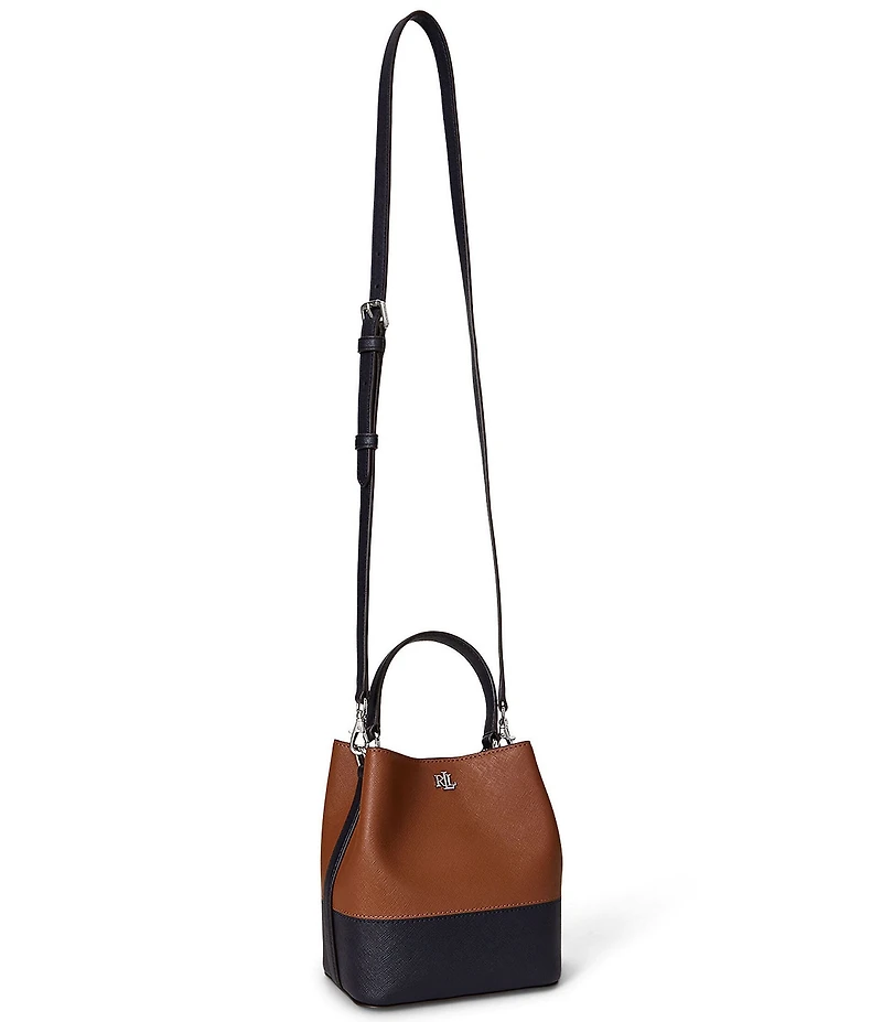 Lauren Ralph Lauren Two-Tone Leather Small Reese Bucket Bag