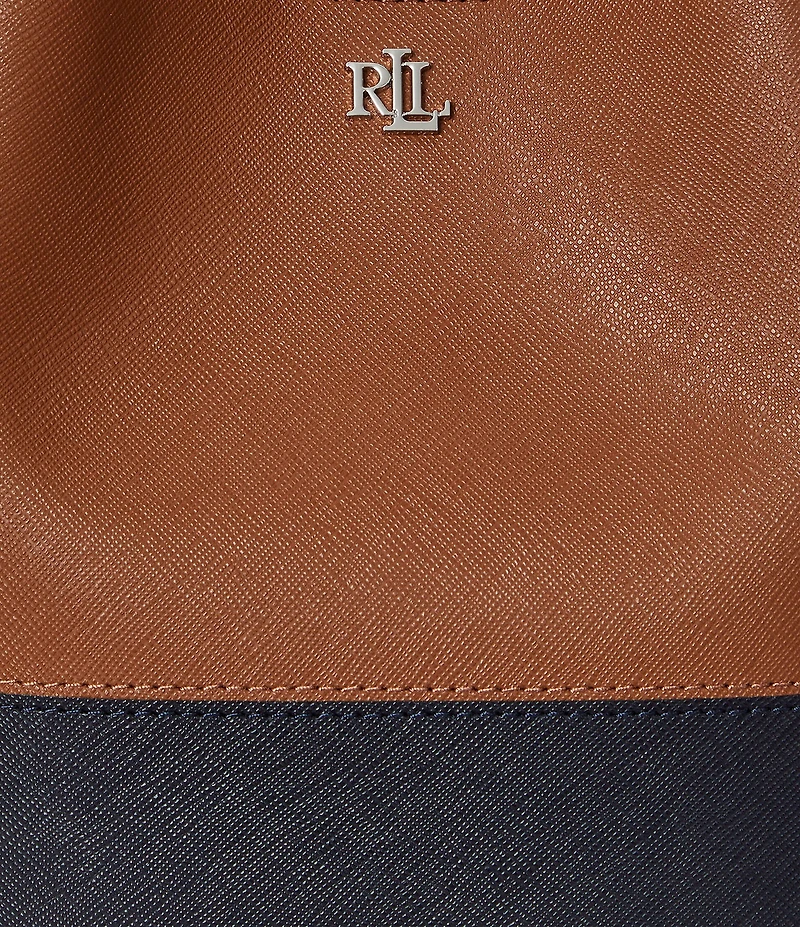 Lauren Ralph Lauren Two-Tone Leather Small Reese Bucket Bag