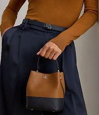 Lauren Ralph Lauren Two-Tone Leather Small Reese Bucket Bag