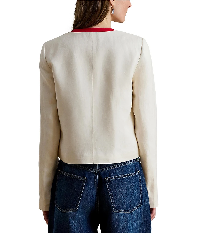 Lauren Ralph Lauren Two-Tone Linen Blend Twill Blazer