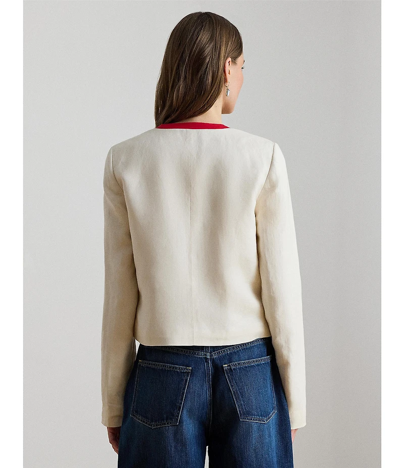 Lauren Ralph Lauren Two-Tone Linen Blend Twill Blazer