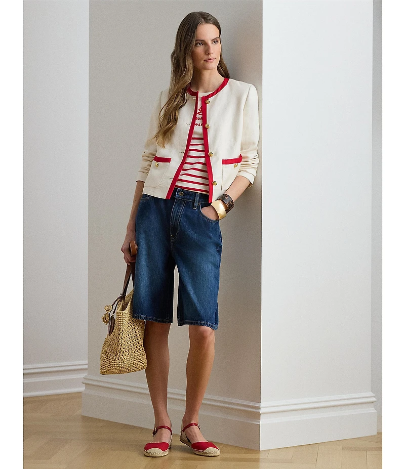 Lauren Ralph Lauren Two-Tone Linen Blend Twill Blazer