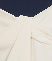 Lauren Ralph Lauren Two-Tone Ottoman & Crepe Square Neck Mock Two-Piece Gown