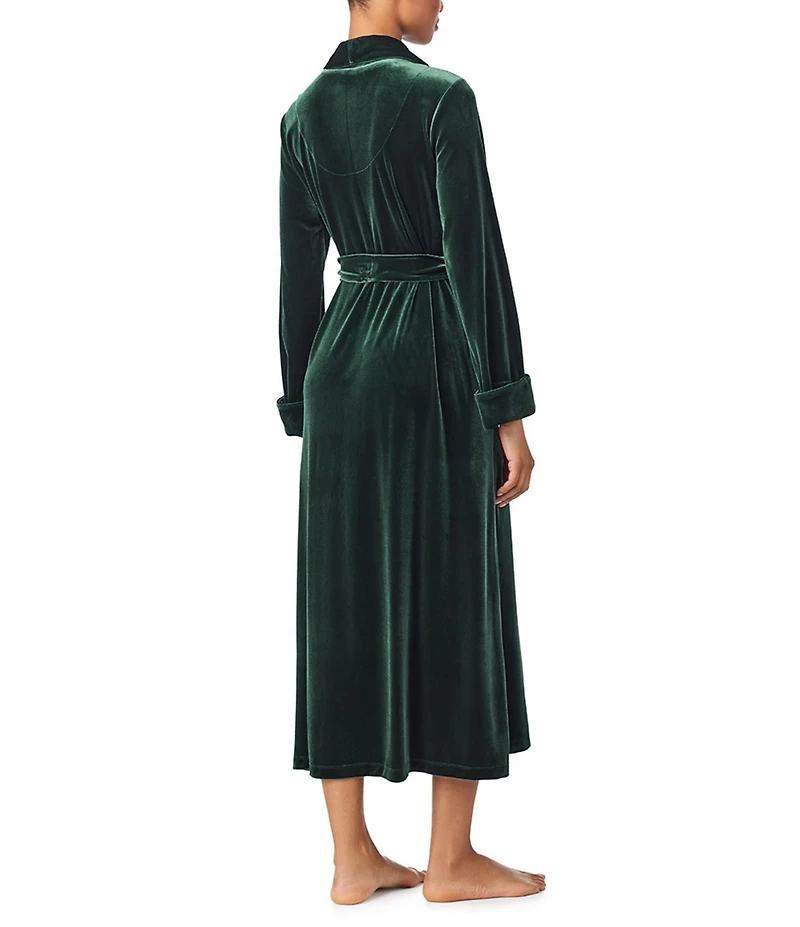 Lauren Ralph Lauren Velvet Long Sleeve Shawl Collar Long Robe