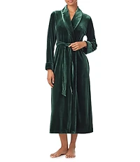Lauren Ralph Lauren Velvet Long Sleeve Shawl Collar Long Robe