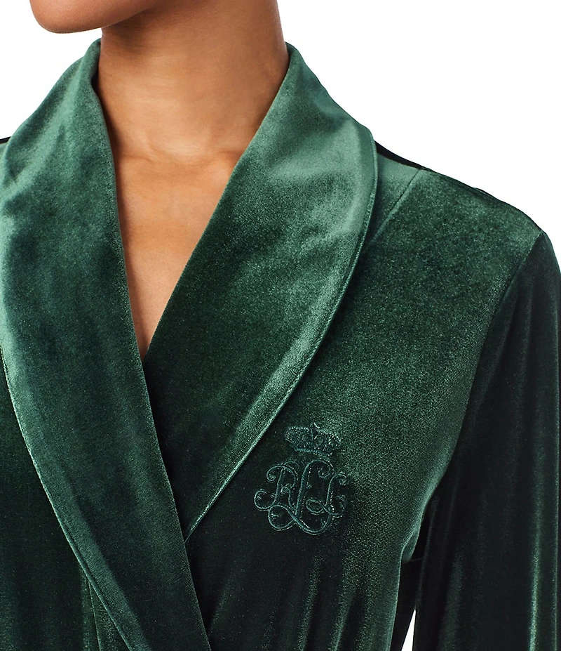Lauren Ralph Lauren Velvet Long Sleeve Shawl Collar Long Robe
