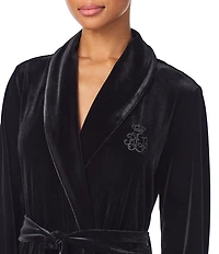 Lauren Ralph Lauren Velvet Long Sleeve Shawl Collar Long Robe