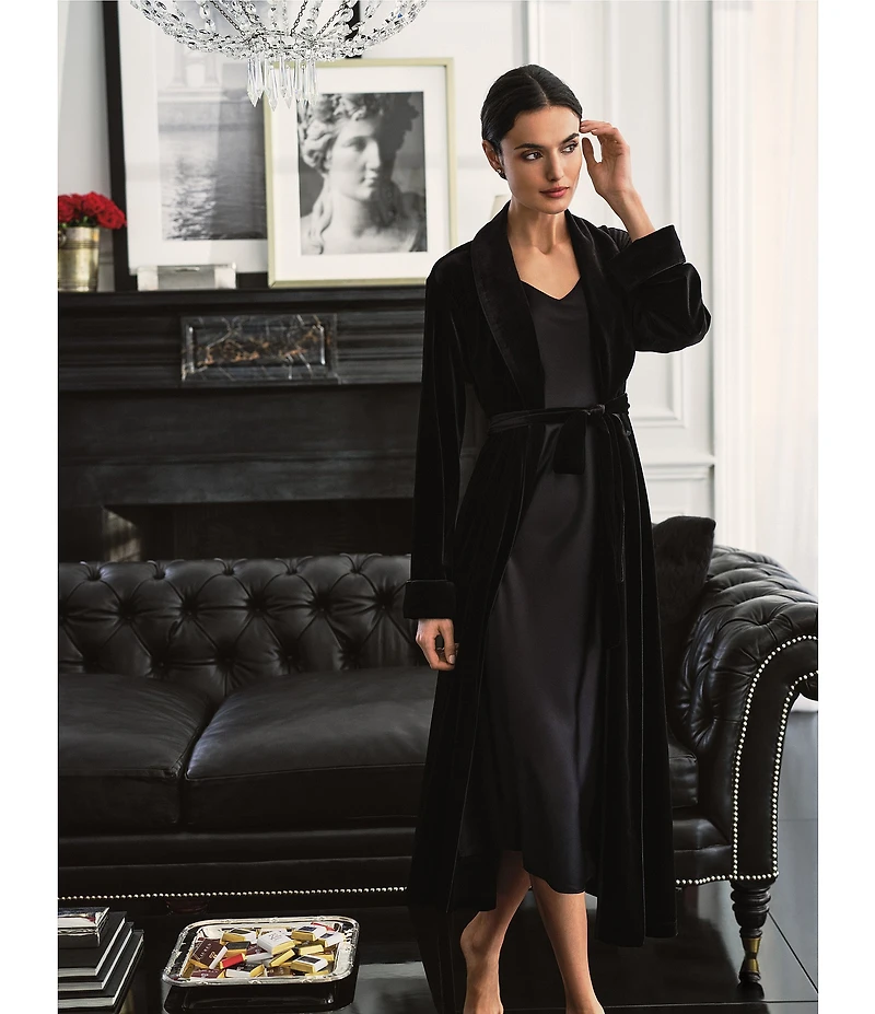 Lauren Ralph Lauren Velvet Long Sleeve Shawl Collar Long Robe