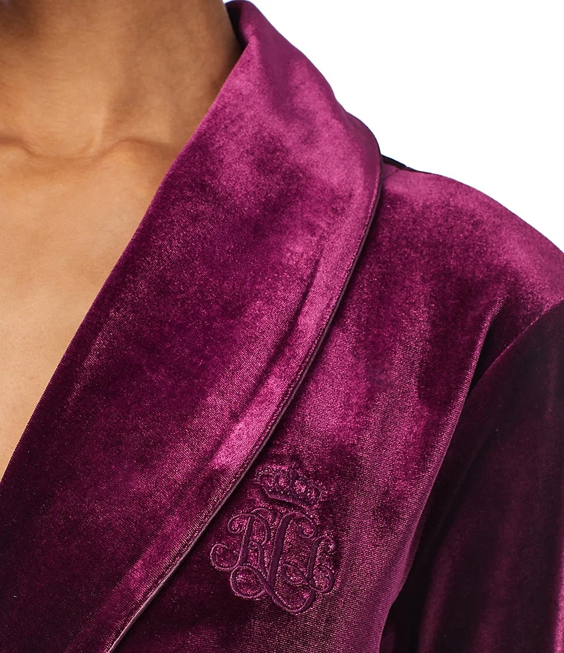 Lauren Ralph Lauren Velvet Long Sleeve Shawl Collar Long Robe