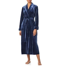 Lauren Ralph Lauren Velvet Long Sleeve Shawl Collar Long Robe