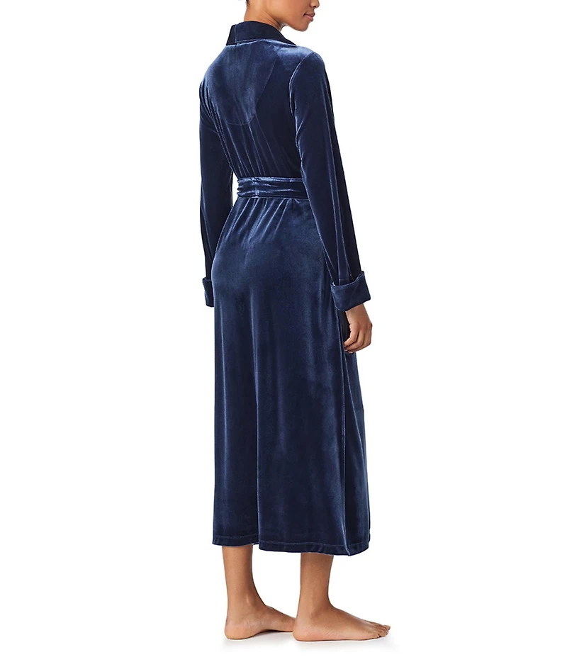 Lauren Ralph Lauren Velvet Long Sleeve Shawl Collar Long Robe