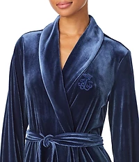 Lauren Ralph Lauren Velvet Long Sleeve Shawl Collar Long Robe