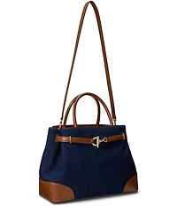 Lauren Ralph Lauren Blaike Large Belted Washed Denim Satchel Bag